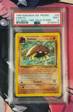 1999 Kabuto 50/62 Pokemon Promo Fossil Wizard Gold Stamp PSA 9 - Image 1