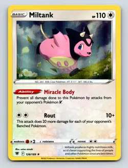 Basic Miltank HP 110 Miracle Body Ability Rout Attack White Background Pokemon - Image 1
