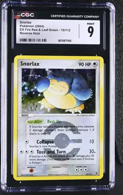 CGC 9 MINT Snorlax EX Fire Red & Leaf Green 15/112 Reverse Holo Pokemon Card - Image 1