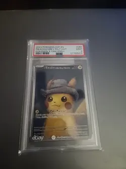 Pokemon Pikachu TCG Grey Felt Hat #085 Van Gogh Promo Card PSA 9 - Image 1