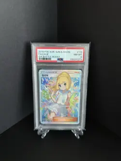 Lillie Full Art GX Battle Boost Korean Card 119/114 Sun and Moon PSA 8 S&M Rare - Image 1