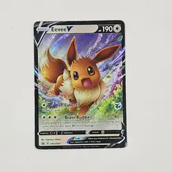 Eevee V SWSH065 Sword & Shield Black Star Promo Holo Stamped Pokemon Card MP - Image 1