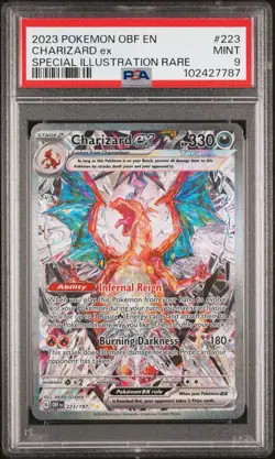 PSA 9 Charizard ex SIR Obsidian Flames 223/197 Pokemon Card OBF EN 2023 - Image 1