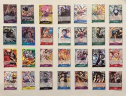 ONE PIECE 28 CARD LOT LEADER SUPER RARE O-NAMI LUFFY ZORO YAMATO LAW CHOPPER BOA - Image 1
