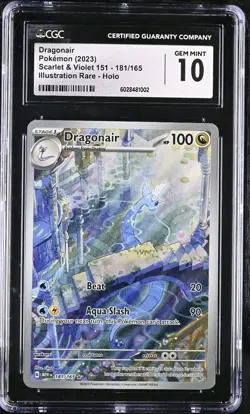 CGC 10 Dragonair 181/165 Scarlet & Violet 151 illustration Rare Pokemon Card - Image 1