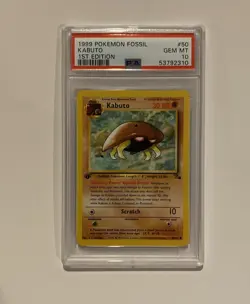 1999 Pokemon Card Fossil Set 1stEdition Kabuto #50 PSA 10 50/62English - Image 1