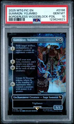 4823 Summon: Yojimbo 2025 MTG Final Fantasy FIC #196 Woodblock Foil PSA 10 - Image 1