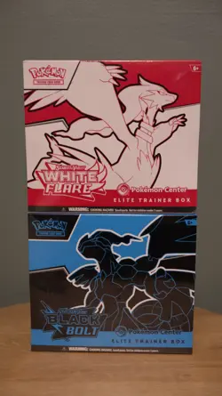 Pokemon Scarlet and Violet Black Bolt/White Flare Pokemon Center ETBs SEALED NEW - Image 1
