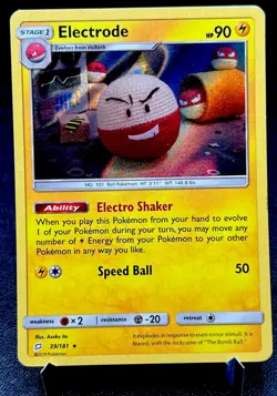 Electrode 39/181 LP Holo Rare Asako Ito Crocheted Art Sun & Moon Pokemon Card! - Image 1