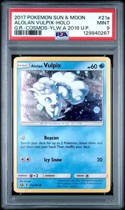 2017 POKEMON SUN & MOON GUARDIANS RISING #21A ALOLAN VULPIX-HOLO PSA 9 - Image 1