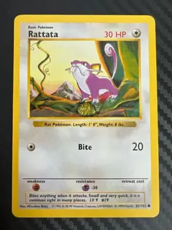 Pokemon TCG Rattata Base Set 61/102 Regular Shadowless Common LP - Image 1