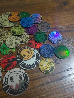 Lot of 35x Official Pokemon TCG Coins (Mix Of Regular and Jumbo)! - Image 2