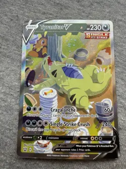 Pokemon TCG Tyranitar v Fusion Strike Holo Ultra Rare Card 155/163 NM Condition - Image 1