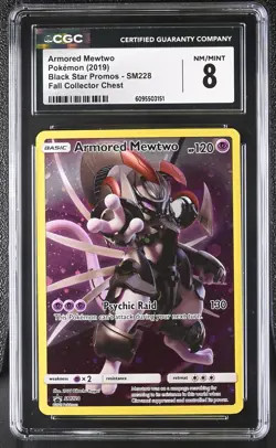 CGC 8 Armored Mewtwo SM228 Black Star Promo Pokemon Card - Image 1