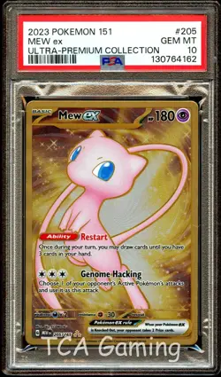 PSA 10 GEM MINT Mew Ex 205/165 GOLD METAL Ultra Premium PROMO Pokemon Card 162 - Image 1
