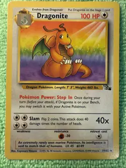 NM Pokemon Card Fossil Set Dragonite 19/62 Non Holo WOTC - Image 2