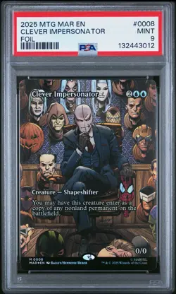 2025 MTG MARVEL'S SPIDER-MAN: SOURCE MATERIAL FOIL CLEVER IMPERSONATOR PSA 9 - Image 1