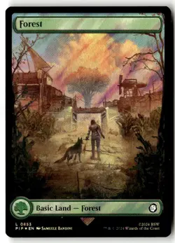 MTG - Forest (0853) (Surge Foil) 853 Foil NM Universes Beyond: Fallout - Image 1