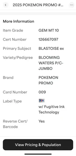 2025 Pokemon 151 English Blooming Waters Blastoise ex 009/165 JUMBO Promo PSA 10 - Image 4