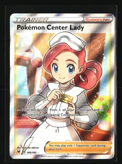 Pokemon POKEMON CENTER LADY 185/185 Full Art (2020 Vivid Voltage) NM/Near Mint - Image 1