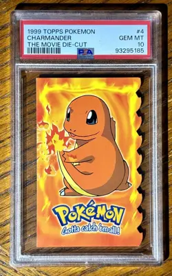 1999 TOPPS POKEMON THE MOVIE DIE-CUT CHARMANDER #4 PSA 10 GEM MINT SCARCE POP 10 - Image 1