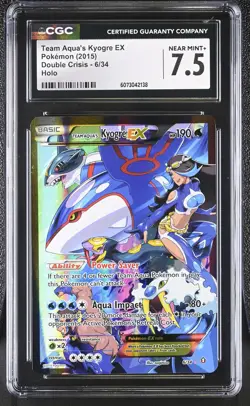 CGC 7.5 Team Aqua's Kyogre EX 2015 Double Crisis 6/34 Holo Pokemon Card - Image 1