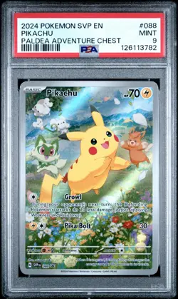 PSA 9 MINT Pikachu Black Star Promo 88 Paldea Adventures Chest Pokemon Card TCG - Image 1