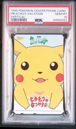 1998 POKEMON CENTER PHONE CARD VERT PIKACHU'S VACATION PSA 10 - Image 1