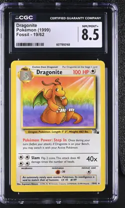 CGC 8.5 Dragonite 1999 Fossil 19/62 Non Holo Rare Pokemon Card - Image 1