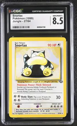 CGC 8.5 Snorlax 1999 Jungle 27/64 Pokemon Card - Image 1