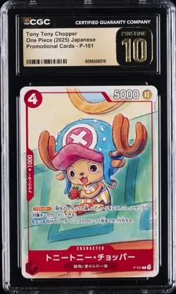 2025 ONE PIECE JAPANESE PROMO CARDS #P-101 TONY TONY CHOPPER CGC 10 PRISTINE - Image 1