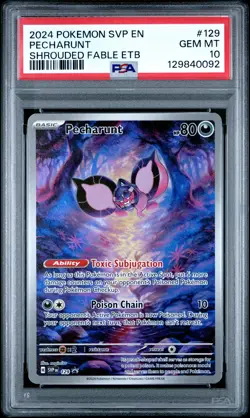 2024 POKEMON SVP EN-SV SHROUDED FABLE ETB PROMO #129 PECHARUNT PSA 10 - Image 1