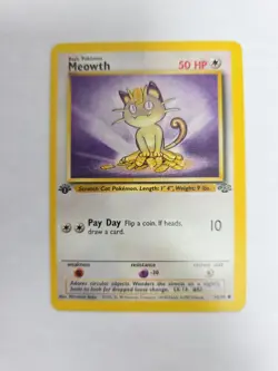 Pokemon 1st Edition Meowth Common Jungle 56/64 LP - Image 1