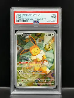 Eevee 2025 Pokemon Prismatic Evolutions #173 Elite Trainer Box Promo PSA 9 Mint - Image 1