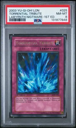 2003 Yu-Gi-Oh! Torrential Tribute Labyrinth of Nightmare LON 1st Ed Ultra PSA 8 - Image 1