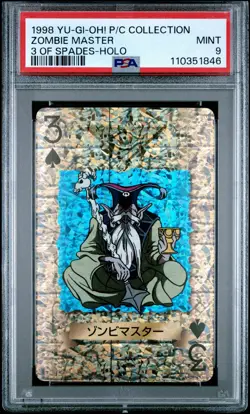 1998 Yugioh Toei Poker Japanese 3 of Spades Zombie Master Holo PSA 9 - Image 1