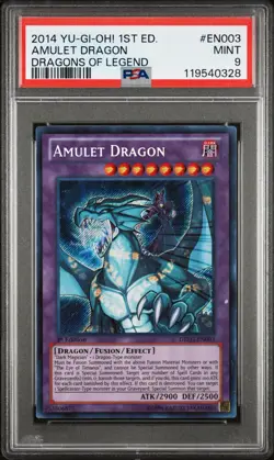 Yu-Gi-Oh! Amulet Dragon DRLG-EN003 Secret Rare 1st Edition PSA 9 - Image 1