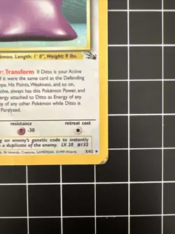 Ditto [Holo Rare] #3/62 | 1999 Pokemon Fossil (MP) - Image 4