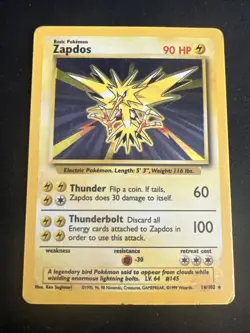 1999 Base Set Vintage Pokemon 2 Card Lot: Holo 1st Edition Machamp & Zapdos - Image 4