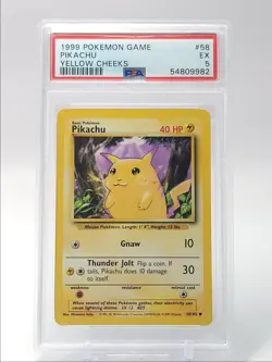 PIKACHU 1999 POKEMON BASE SET YELLOW CHEEKS COMMON 58/102 PSA 5 Q3551 - Image 1