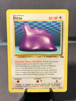Pokemon TCG Ditto Fossil Base Set Unlimited Non Holo Rare #18/62 VTG WOTC NM - Image 1