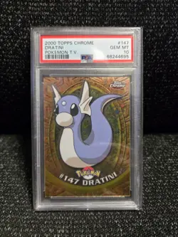 PSA 10 2000 Pokemon Game Topps Chrome Dratini TV Rare Base Series 2 GEM MINT 147 - Image 1