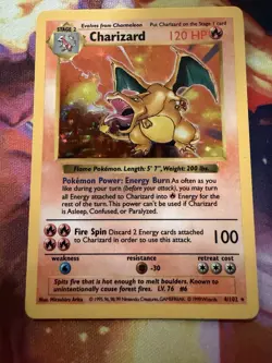 1999 Pokemon Base Set Shadowless Charizard Holo 4 / 102 WOTC Vintage - Image 1