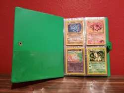 Pokemon vintage green Growlithe 4-pocket binder with cards from early sets - Image 2