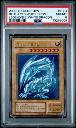 PSA 8 Yugioh LB-01 Blue-Eyes White Dragon Ultra Rare Japanese 2000 - Image 1