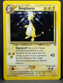 Pokemon Ampharos TCG Neo Genesis Holo Card 1/111 Unlimited Rare LP - Image 1