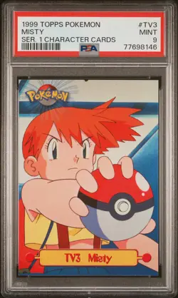 1999 Topps Pokemon Series 1 Character Cards Misty TV3 PSA Mint 9 - Image 1