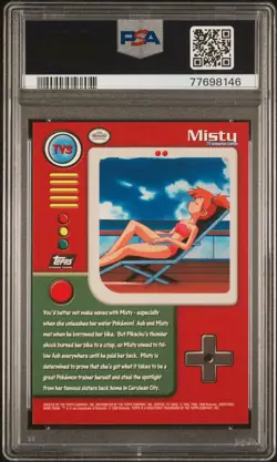 1999 Topps Pokemon Series 1 Character Cards Misty TV3 PSA Mint 9 - Image 2