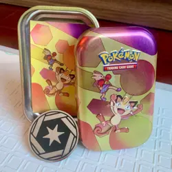 Pokemon Scarlet & Violet 151 Meowth Mini Tin w/ Energy Coin & Art Card NO PACKS - Image 1