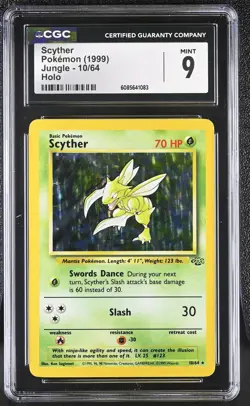 CGC 9 MINT Scyther 1999 Jungle 10/64 Holo Pokemon Card - Image 1